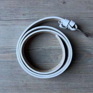 Ann Demeulemeester White Leather Belt with Debossed Logo